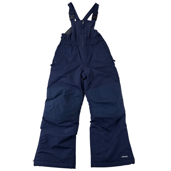 Lands' End Kids Navy Blue Padded Snow Bibs Overalls Size 6 Winter Grow-A-Long - Picture 1 of 12